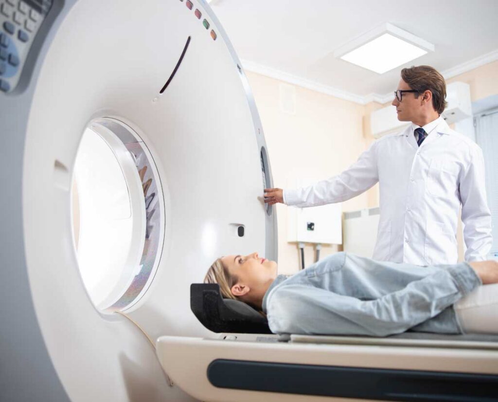 Patient going into a CT Machine